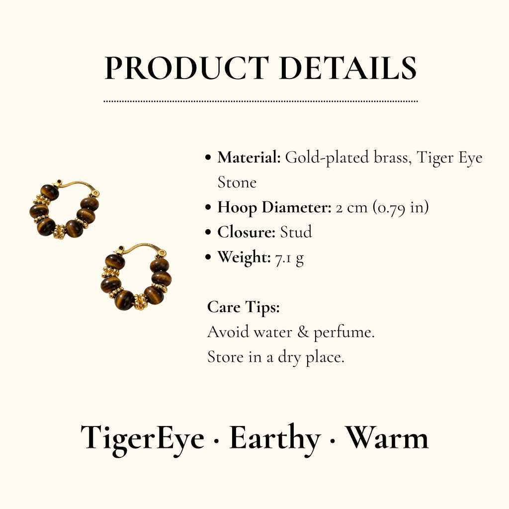 Tiger Eye Beaded Hoop Earrings