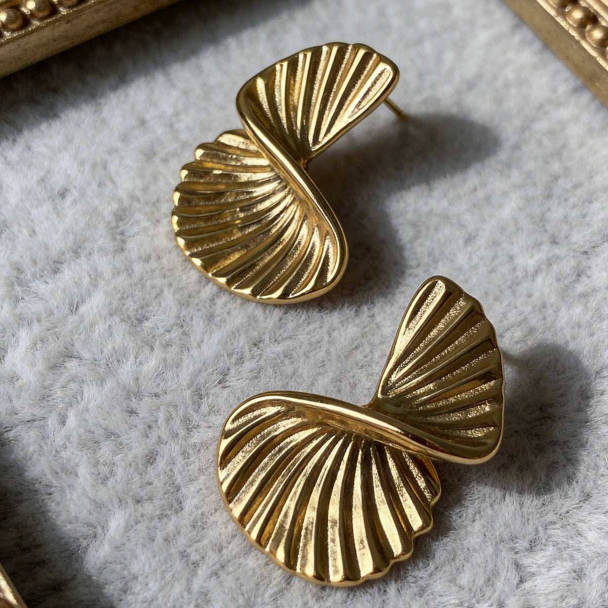 Stainless Steel Twisted Shell Statement Earrings