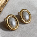 Classic Pearl Gold Stud Earrings