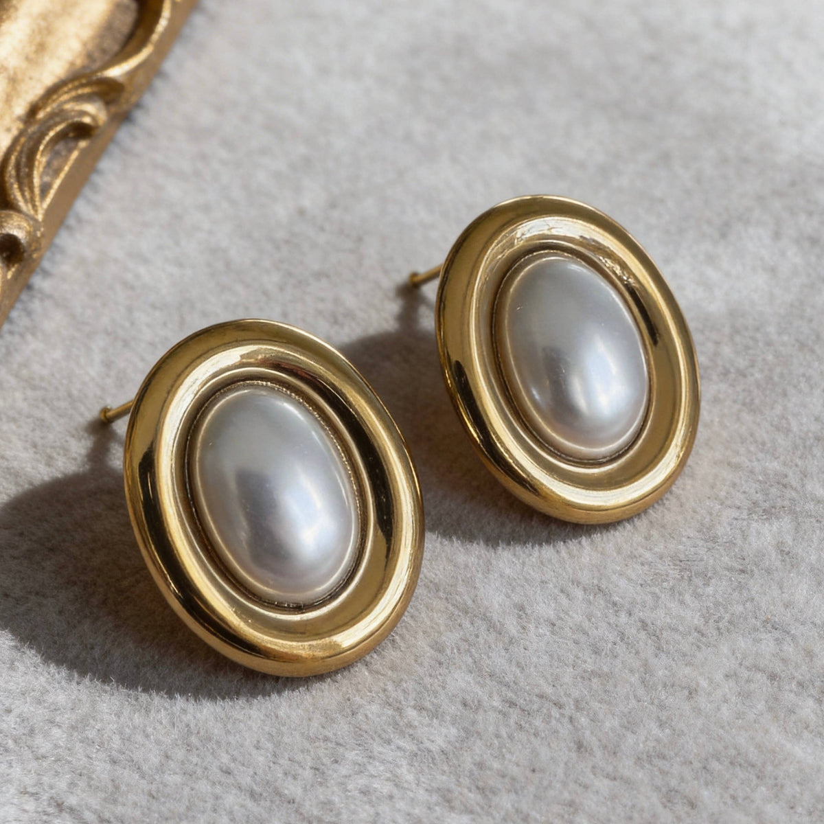Classic Pearl Gold Stud Earrings