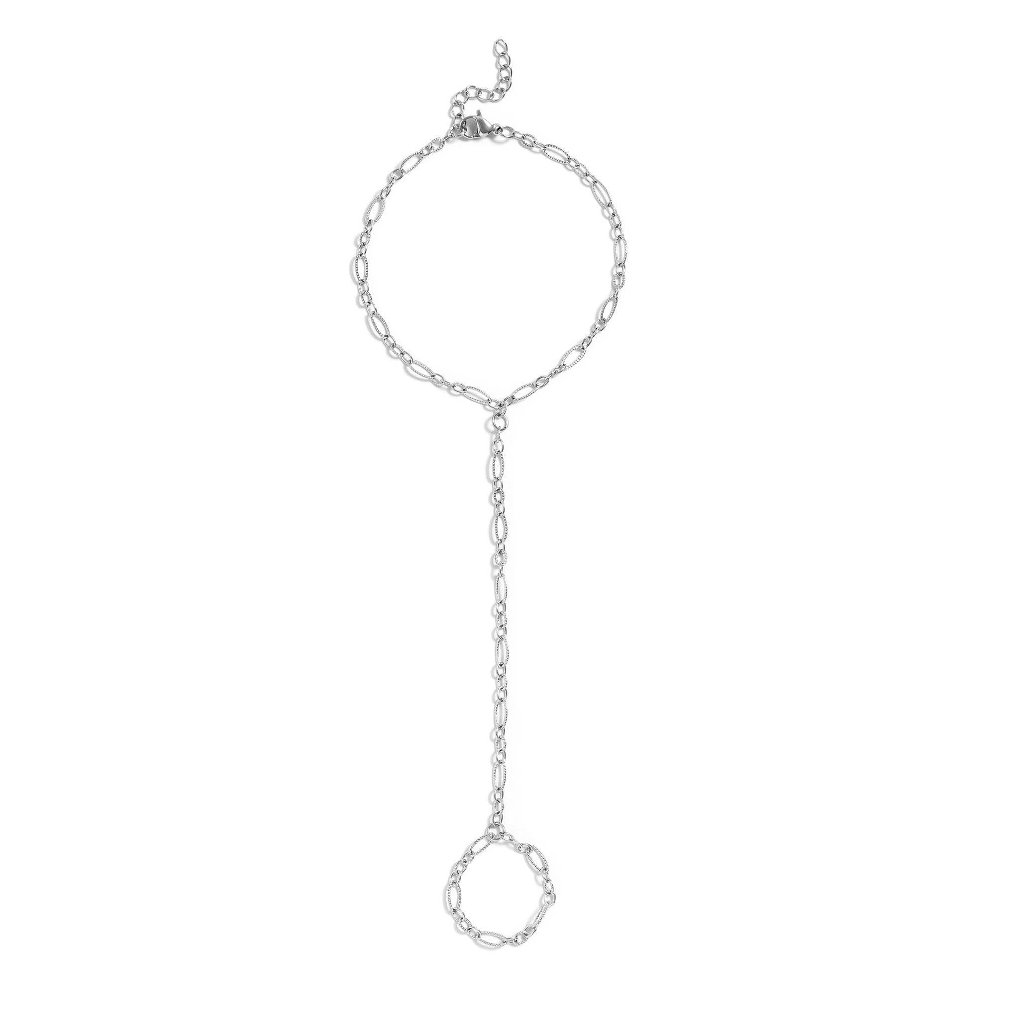 18K Gold PVD Stainless Steel Hammered Oval Hand Chain