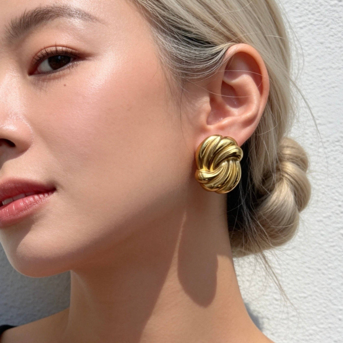 Stainless Steel Twisted Knot Stud Earrings