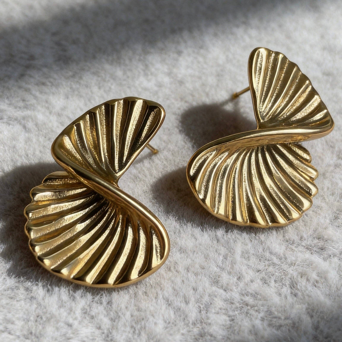 Stainless Steel Twisted Shell Statement Earrings