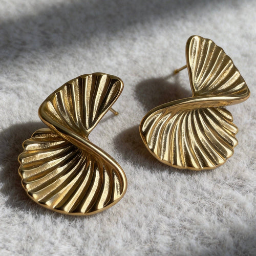 Stainless Steel Twisted Shell Statement Earrings