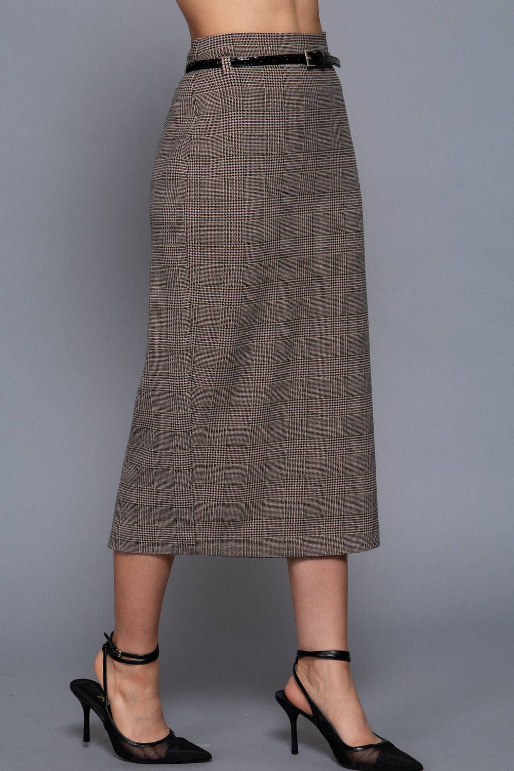 Waist Belt Column Skirt