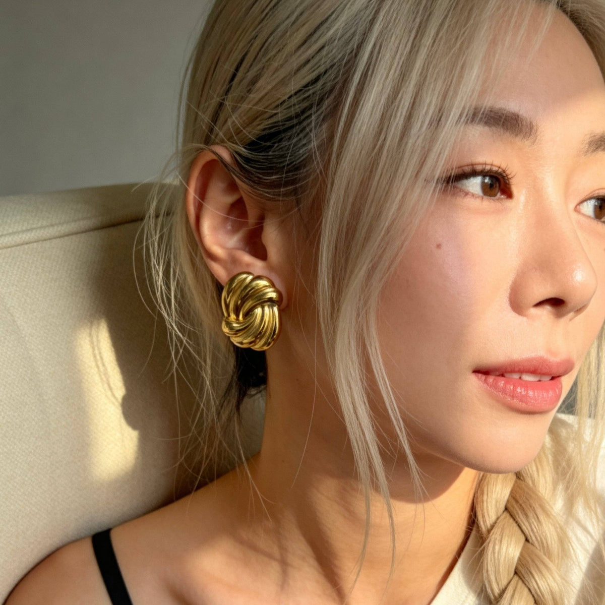 Stainless Steel Twisted Knot Stud Earrings