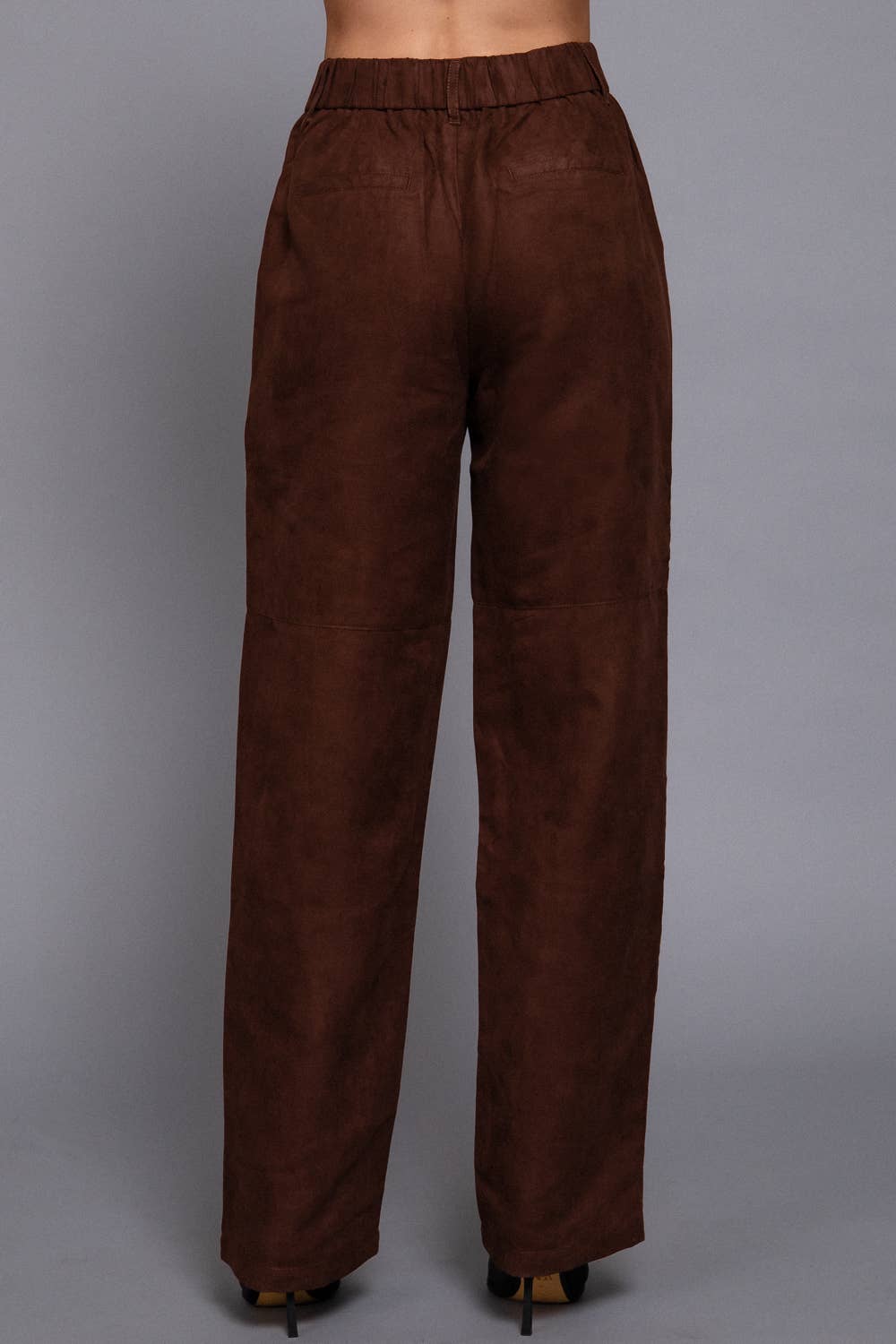 Faux Suede Straight Leg Woven Pants