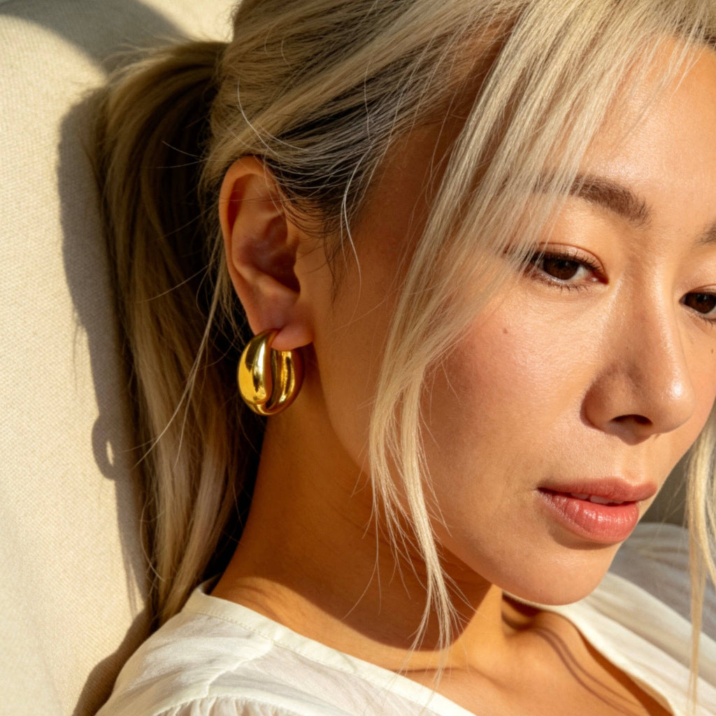 Gold Sculptural Hoop Chunky Earrings