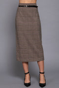 Waist Belt Column Skirt