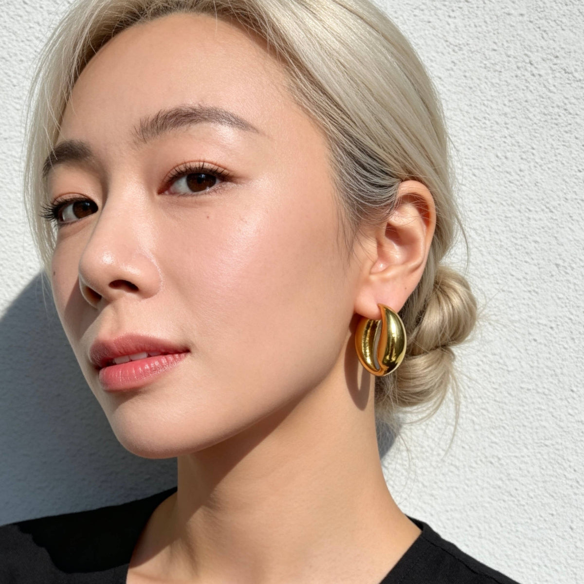 Gold Sculptural Hoop Chunky Earrings