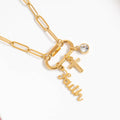 18K Gold PVD Stainless Steel Cross Carabiner Charm Necklace