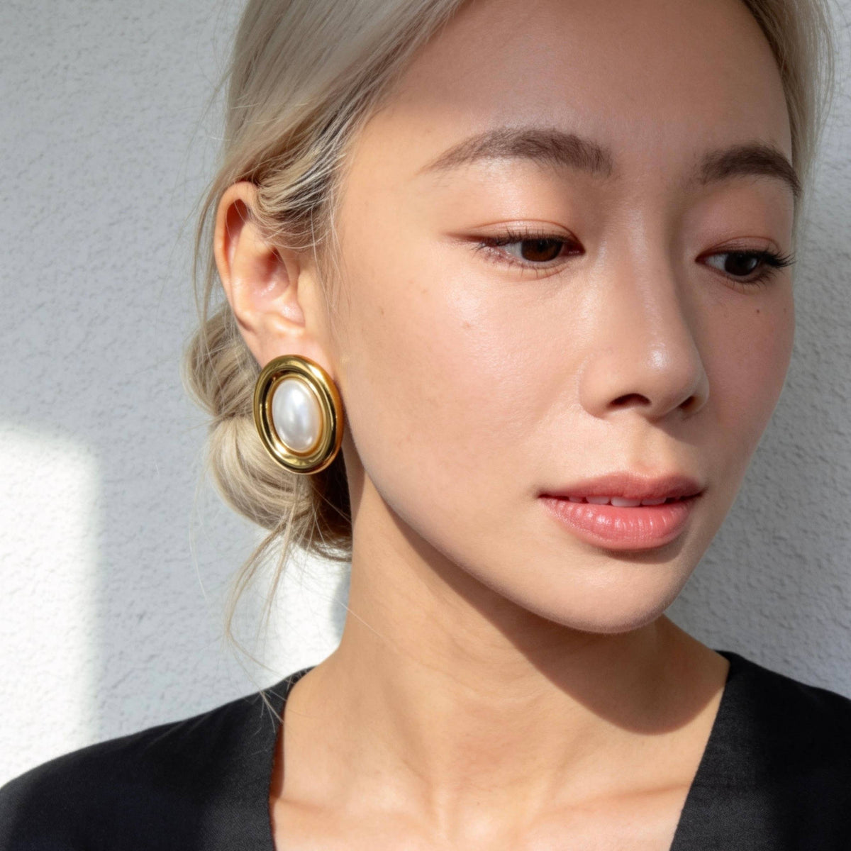 Classic Pearl Gold Stud Earrings