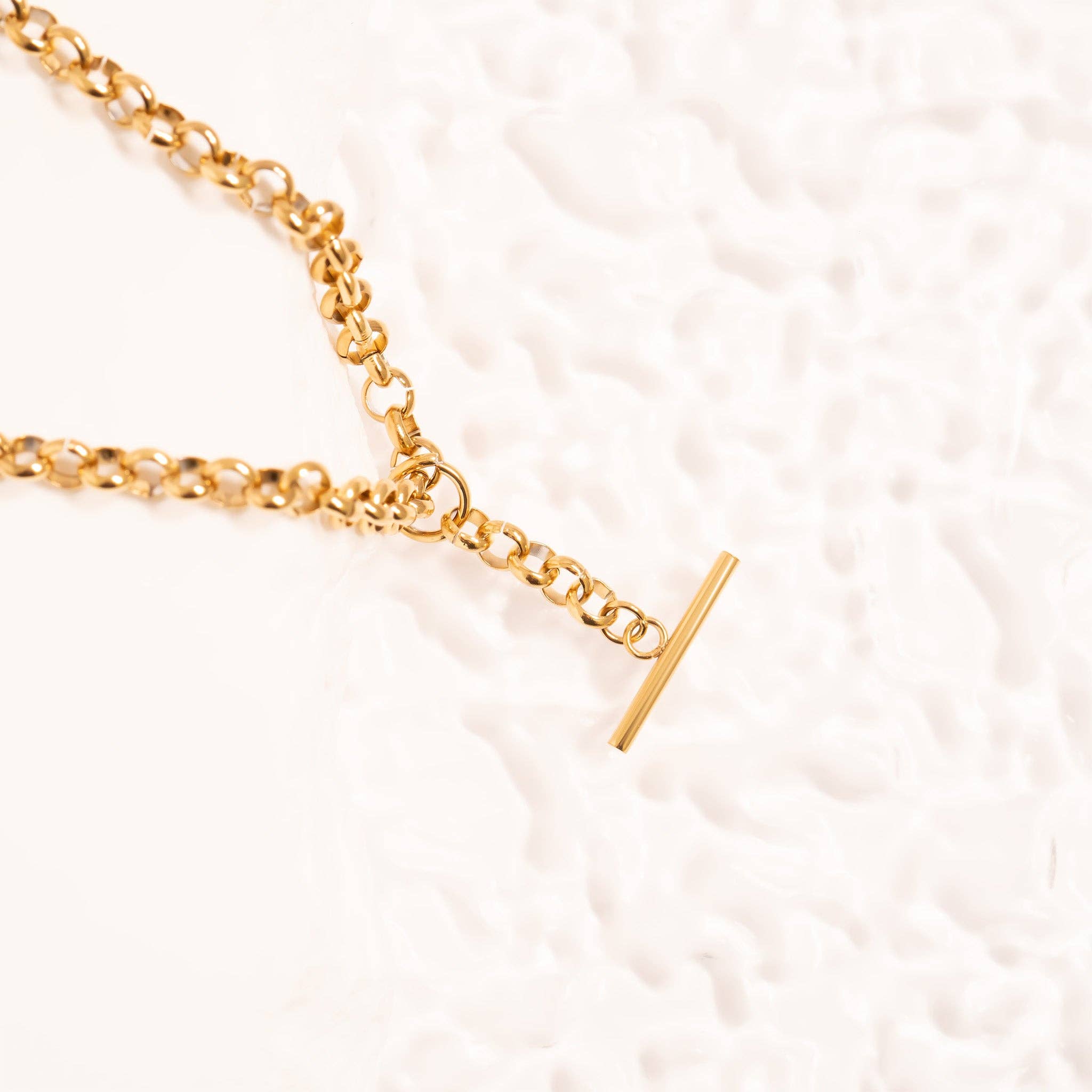18K Gold PVD Stainless Steel Tbar Necklace