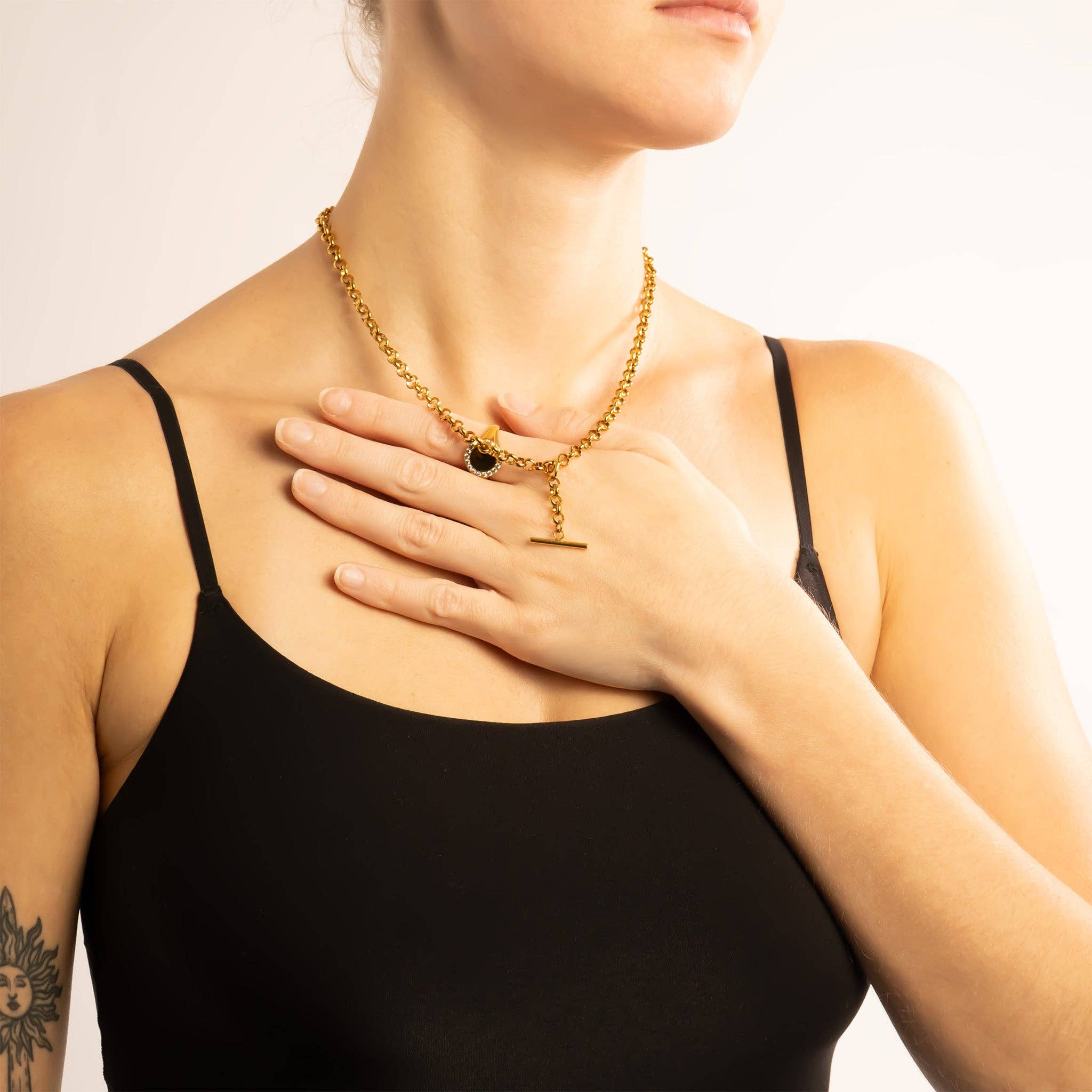 18K Gold PVD Stainless Steel Tbar Necklace