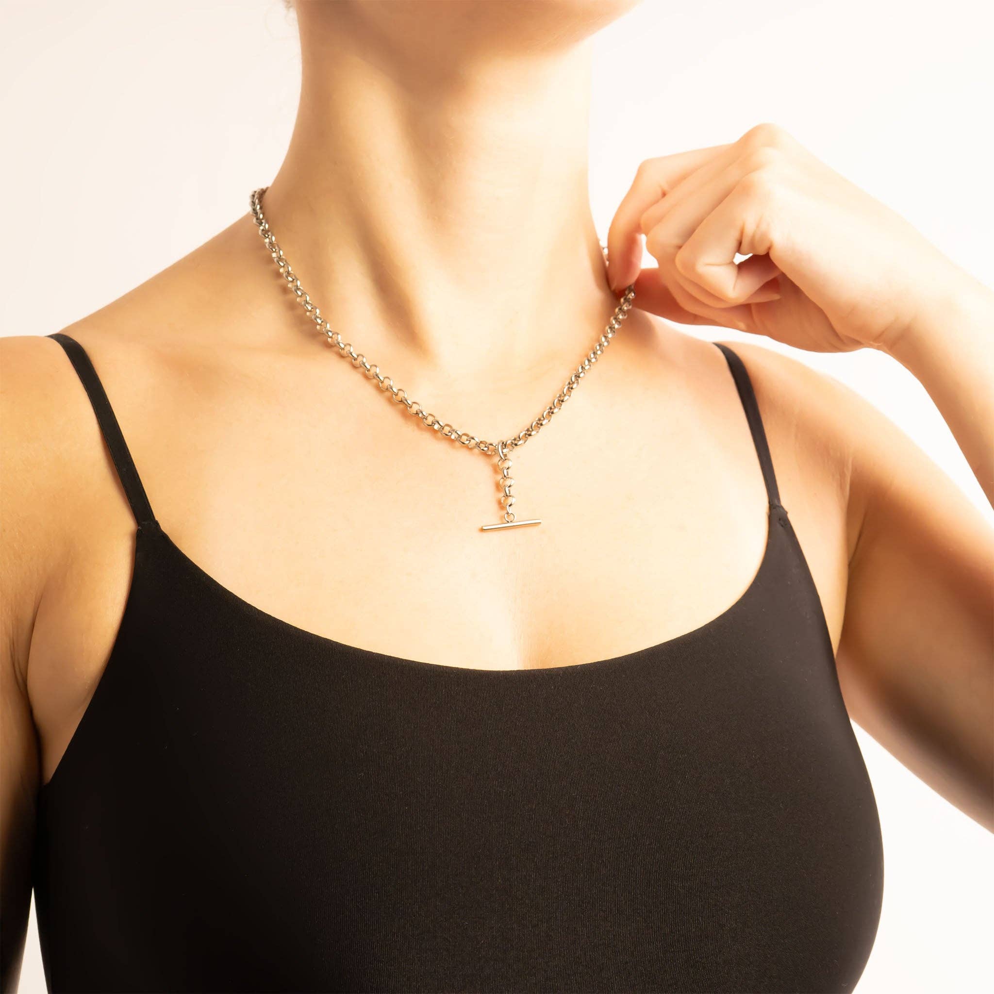 18K Gold PVD Stainless Steel Tbar Necklace