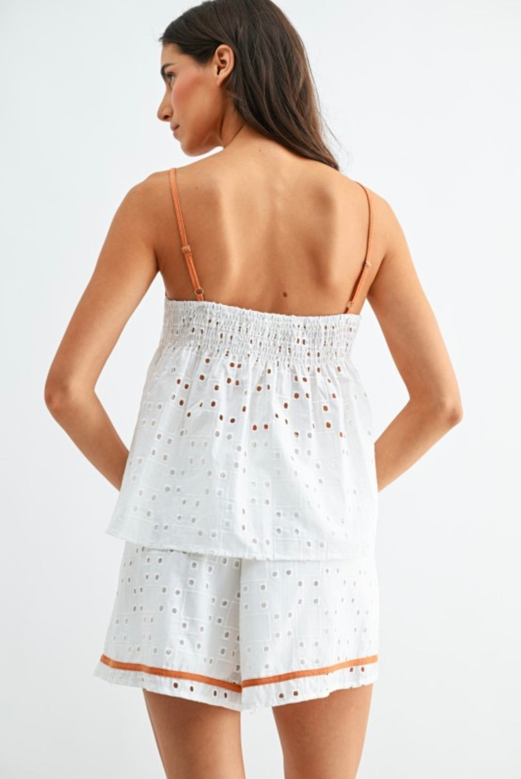 Eyelet Cotton Lounge Sleeveless Top Short Set