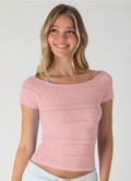 Textured Boat Neck Top