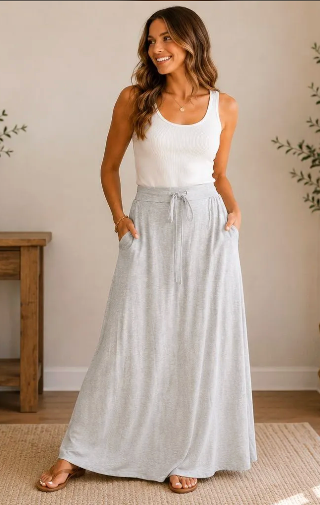 Azy Grey Maxi Skirt