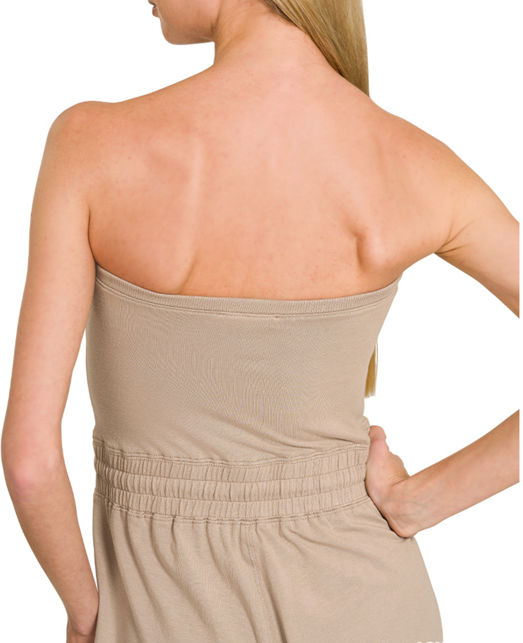 BLACK STRAIGHT LEGGED TUBE TOP JUMPSUIT