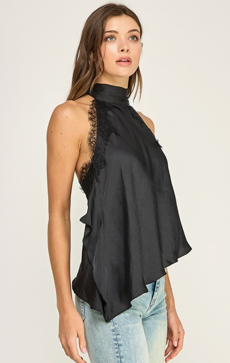 Lace Trim Halter Top