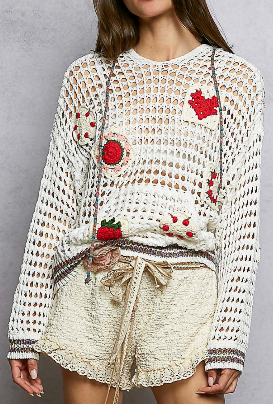 Strawberry Cake Knitted Ballon Hoodie