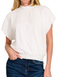 Mock neck short dolman sleeve sweater