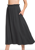 Paperbag waist midi skirt with pockets