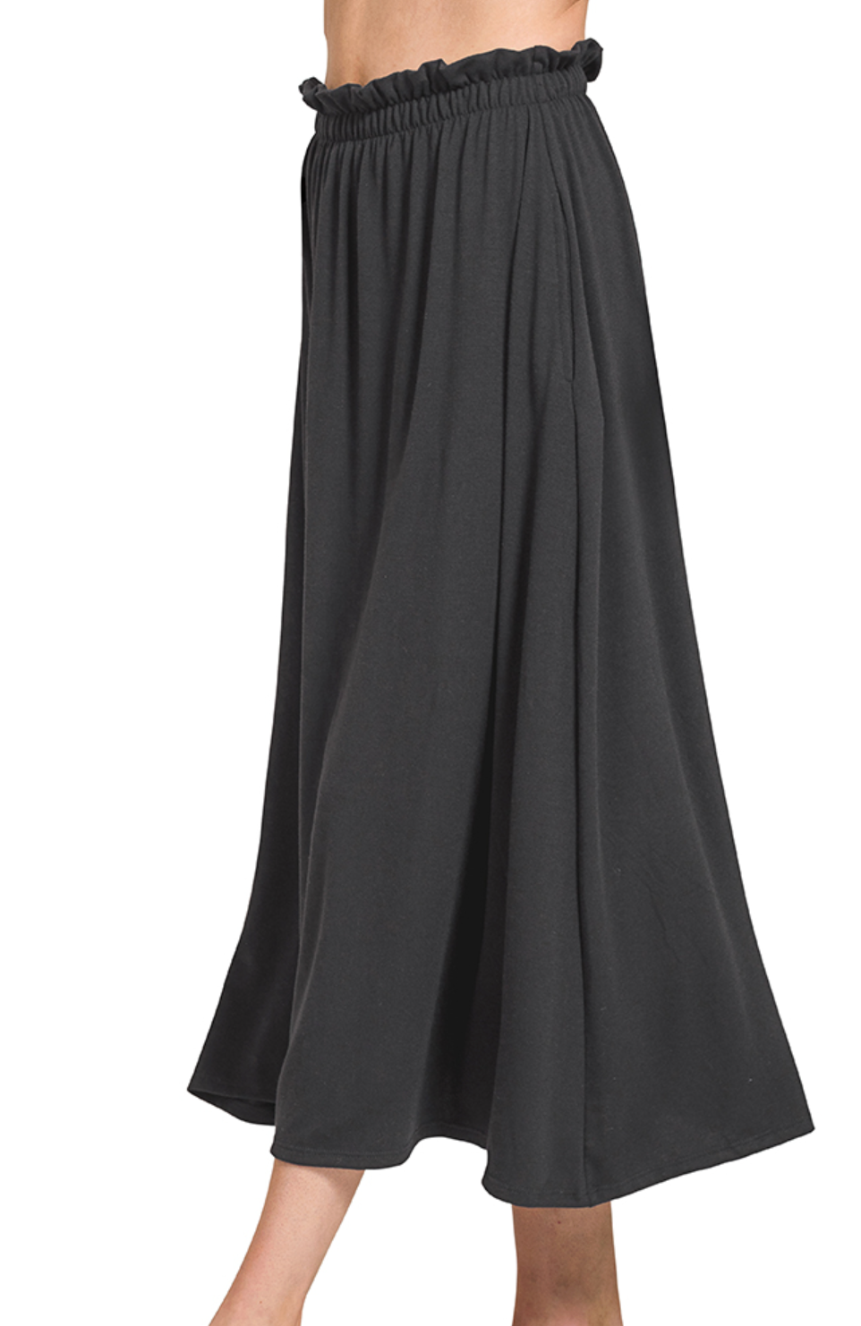 Paperbag waist midi skirt with pockets