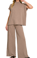 Raised rib short sleeve tee & pants set
