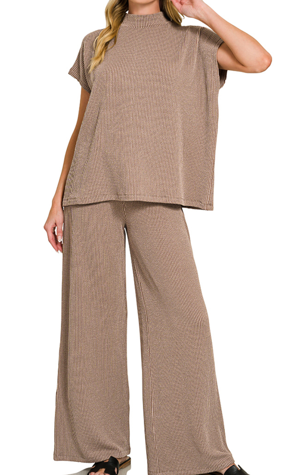 Raised rib short sleeve tee & pants set