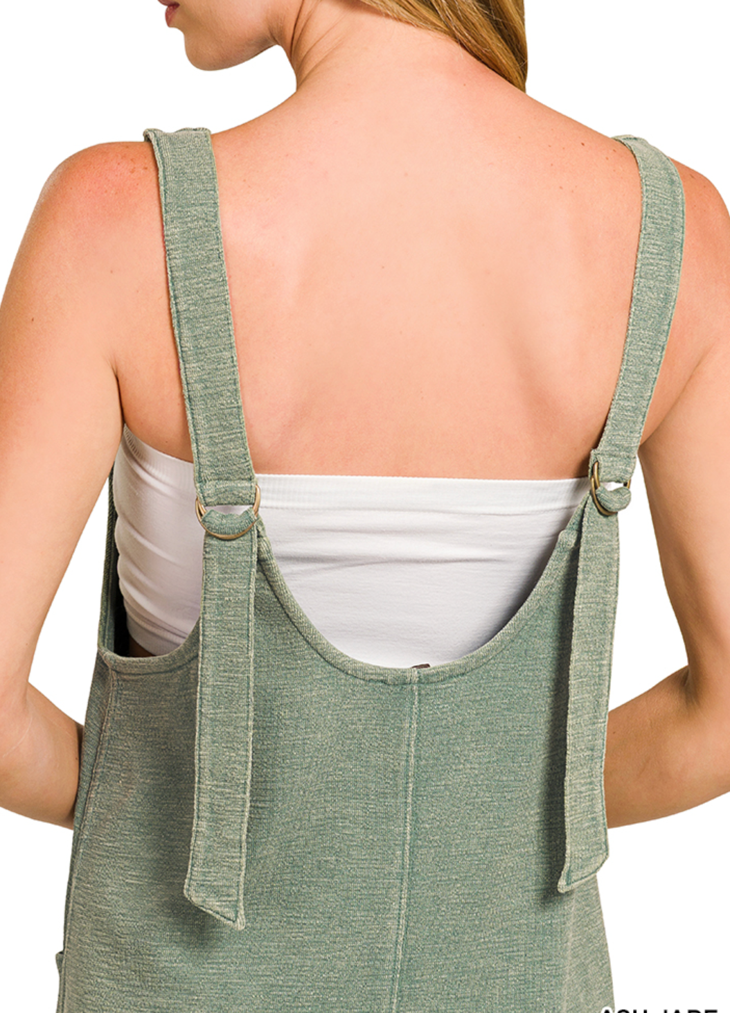 Washed slub adjustable strap overall dress