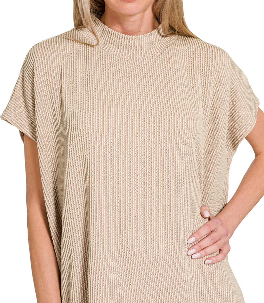 Raised rib short sleeve tee & pants set