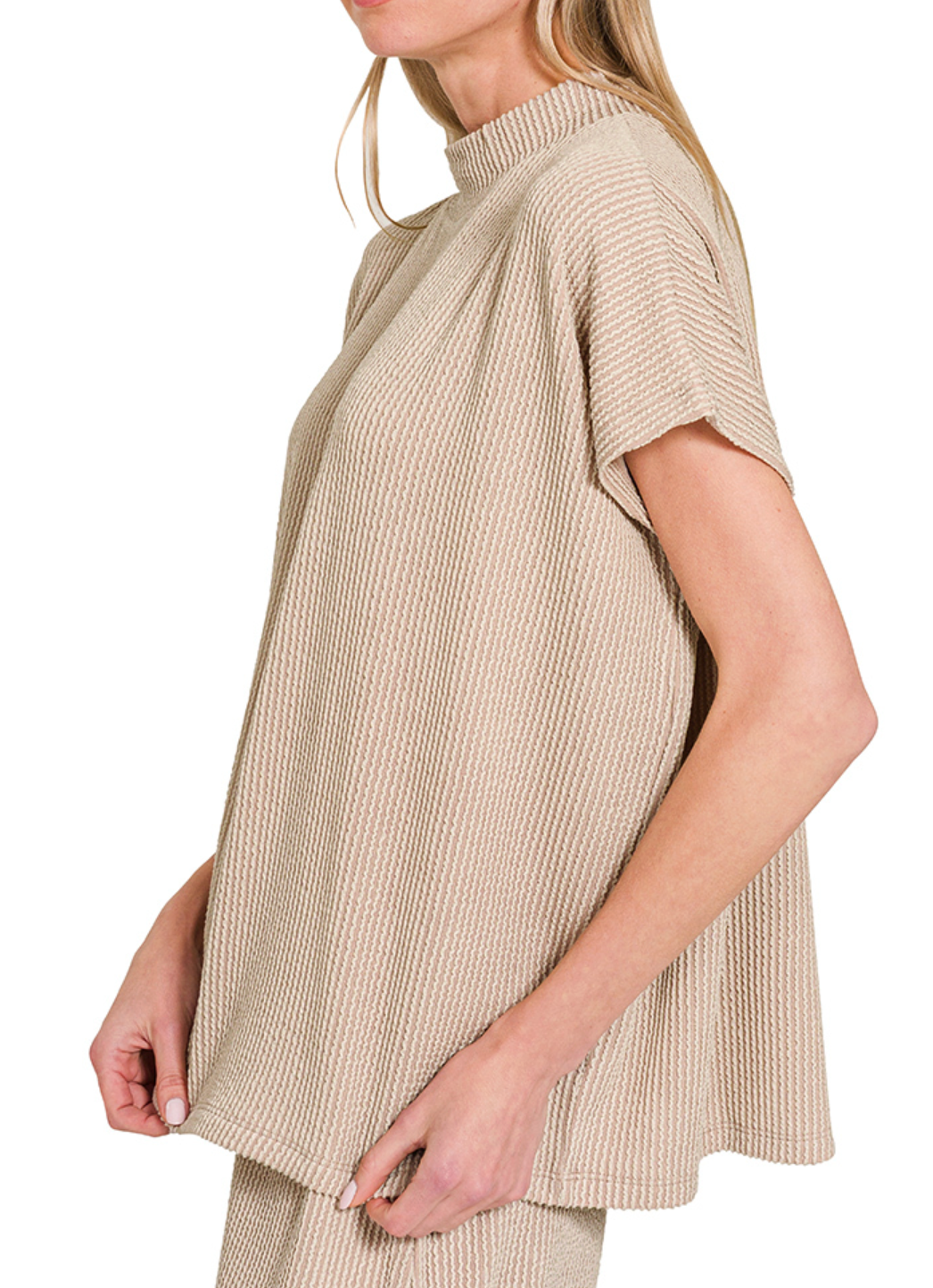 Raised rib short sleeve tee & pants set