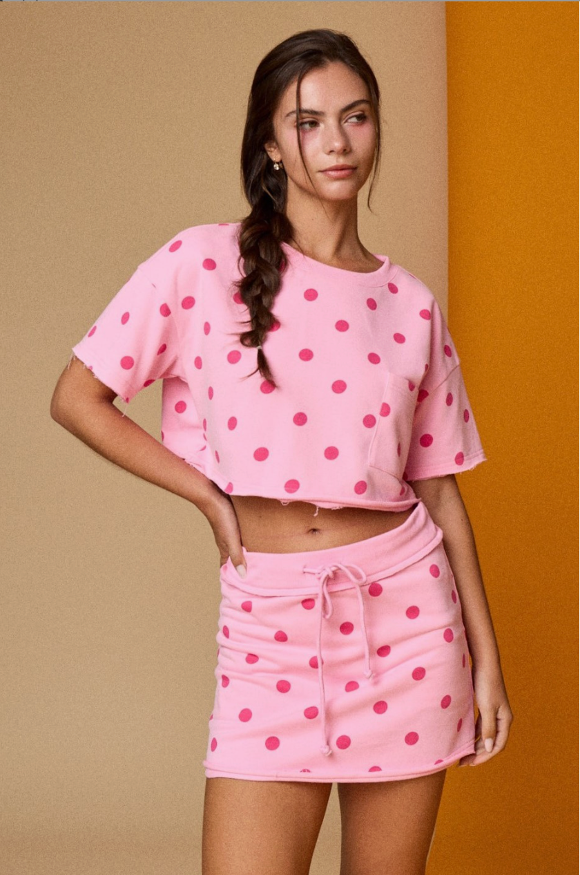 Polka Dot Crop Top & Skorts Set