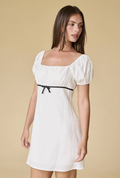 Square Neck Dresses Half Puff Sleeve