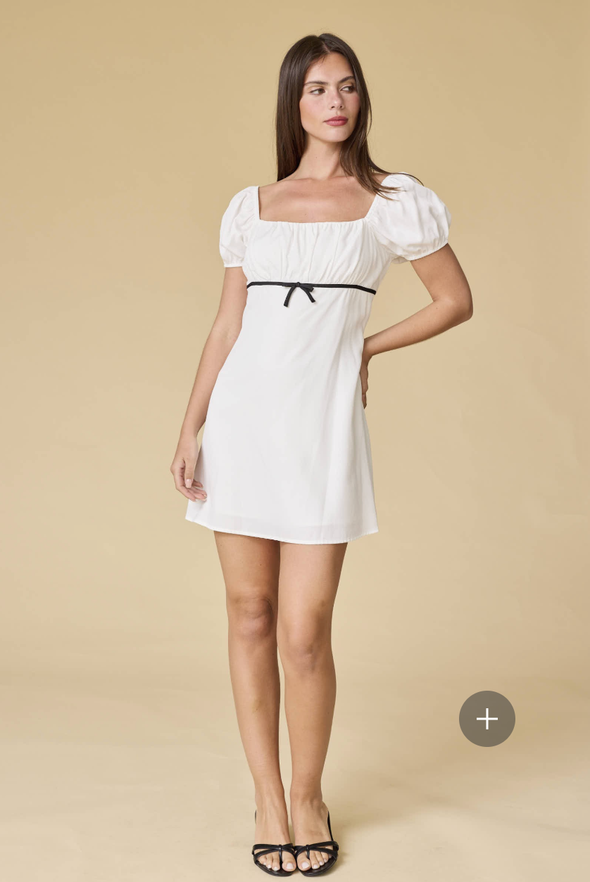 Square Neck Dresses Half Puff Sleeve