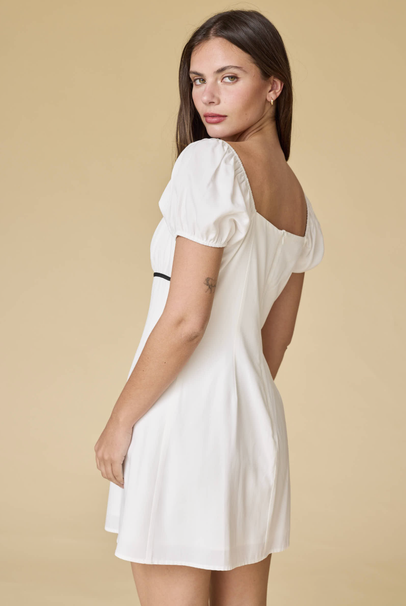 Square Neck Dresses Half Puff Sleeve