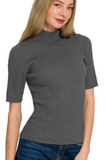 RIBBED MOCK NECK SWEATER