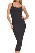 Ribbed strappy body con dress