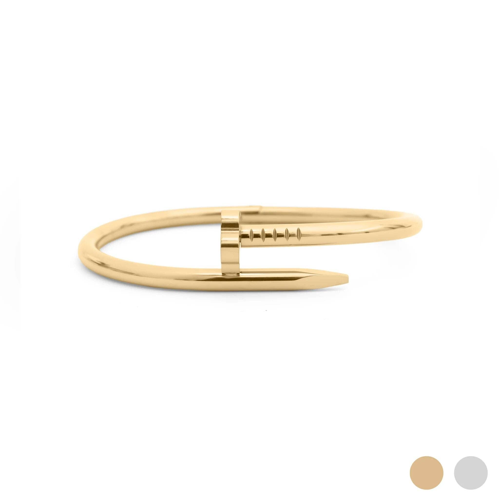 18K Gold PVD Stainless Steel Floral Nail Bangle