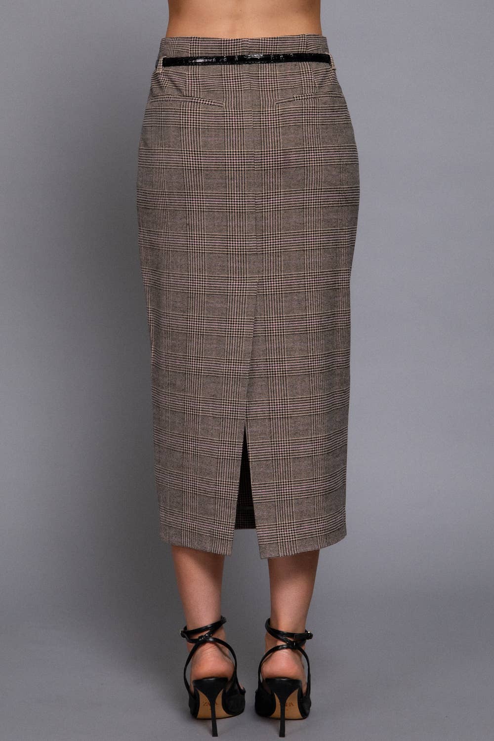 Waist Belt Column Skirt