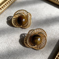 Gold Tiger Eye Stud Earrings
