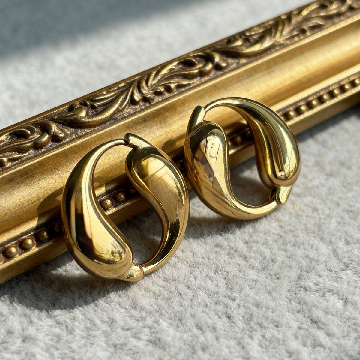Gold Sculptural Hoop Chunky Earrings