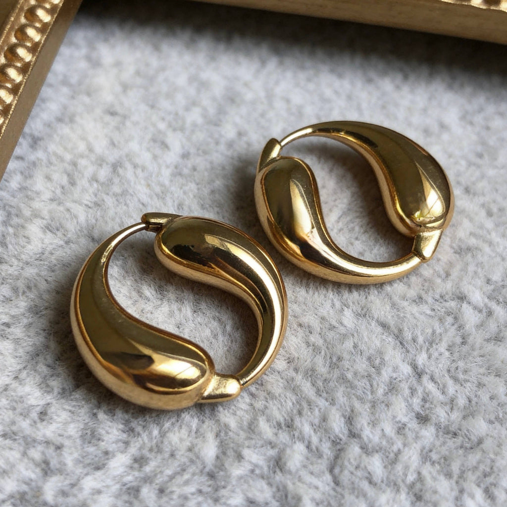 Gold Sculptural Hoop Chunky Earrings