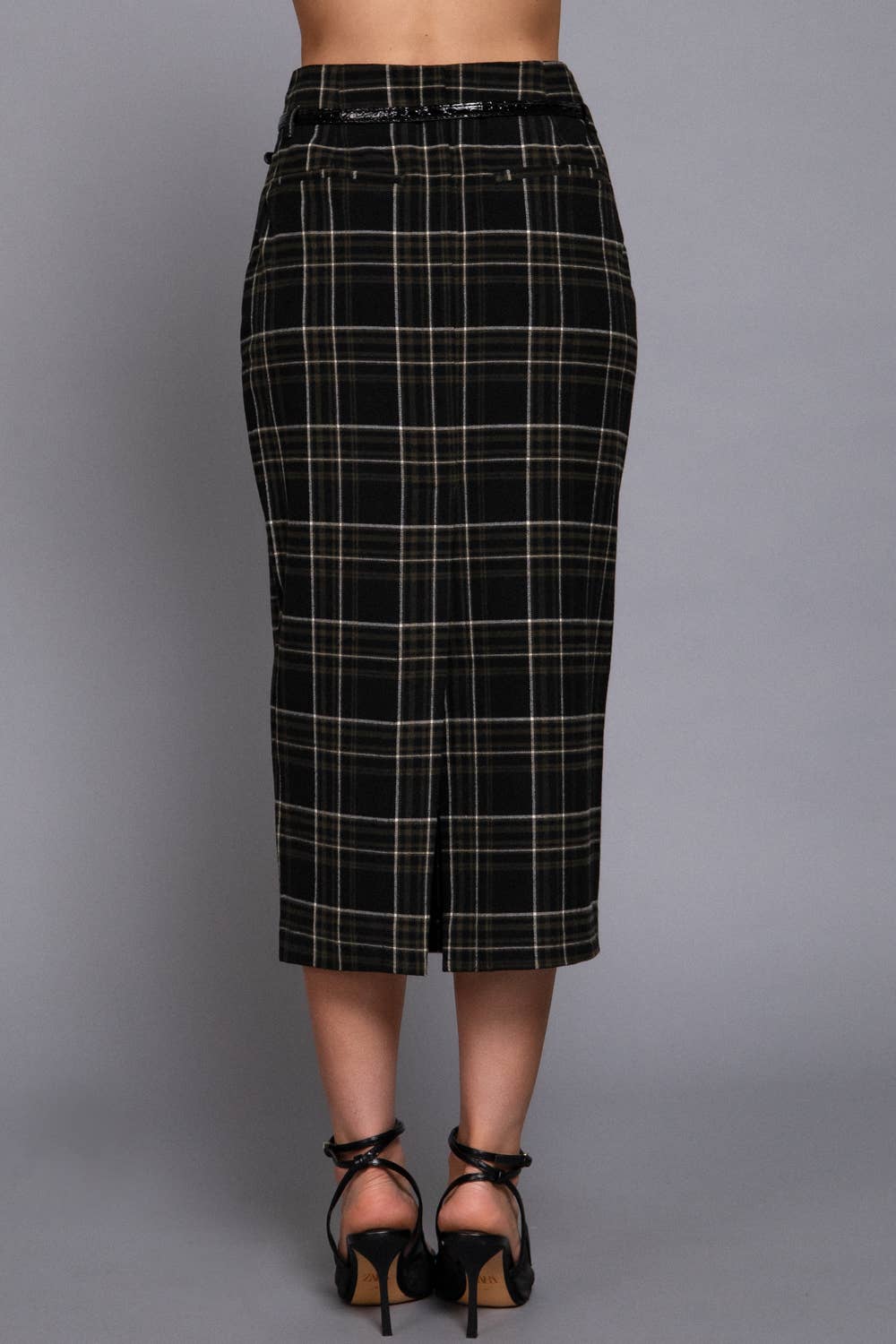Waist Belt Column Skirt