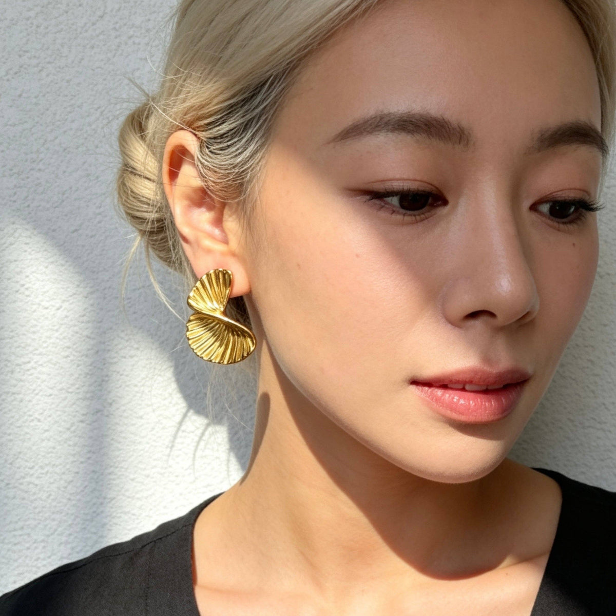 Stainless Steel Twisted Shell Statement Earrings