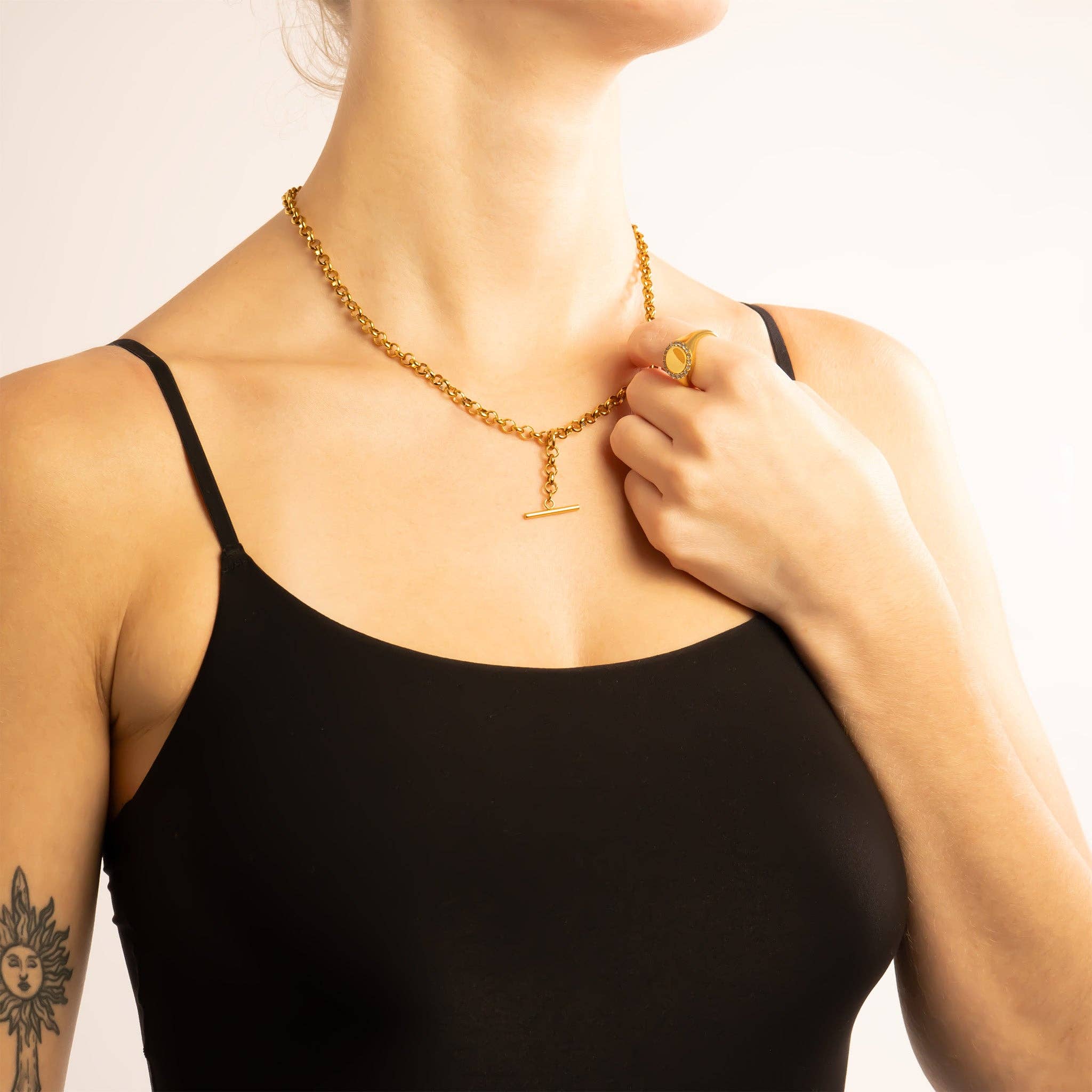 18K Gold PVD Stainless Steel Tbar Necklace