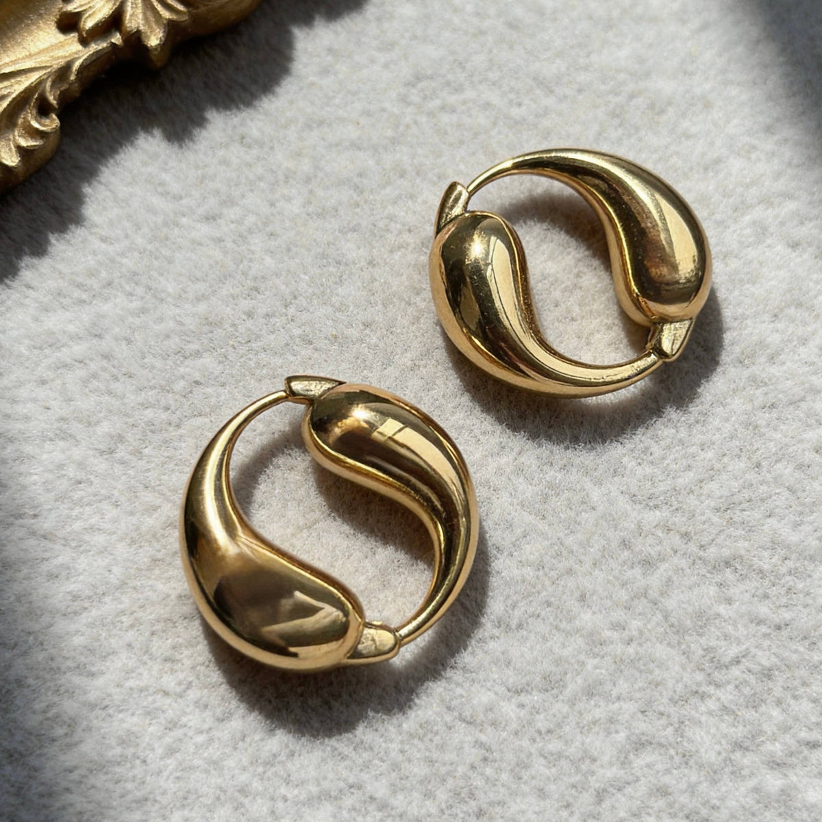 Gold Sculptural Hoop Chunky Earrings