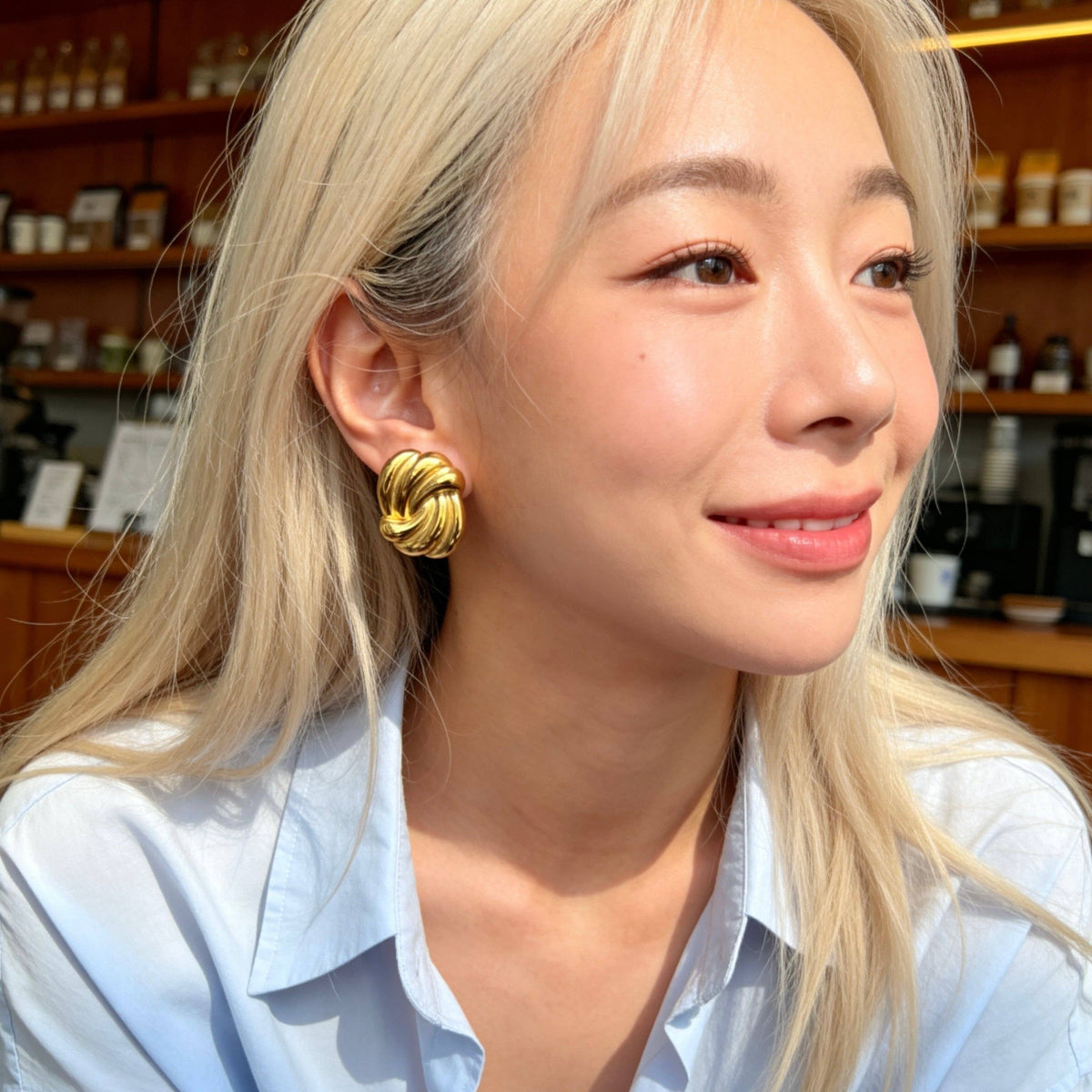 Stainless Steel Twisted Knot Stud Earrings