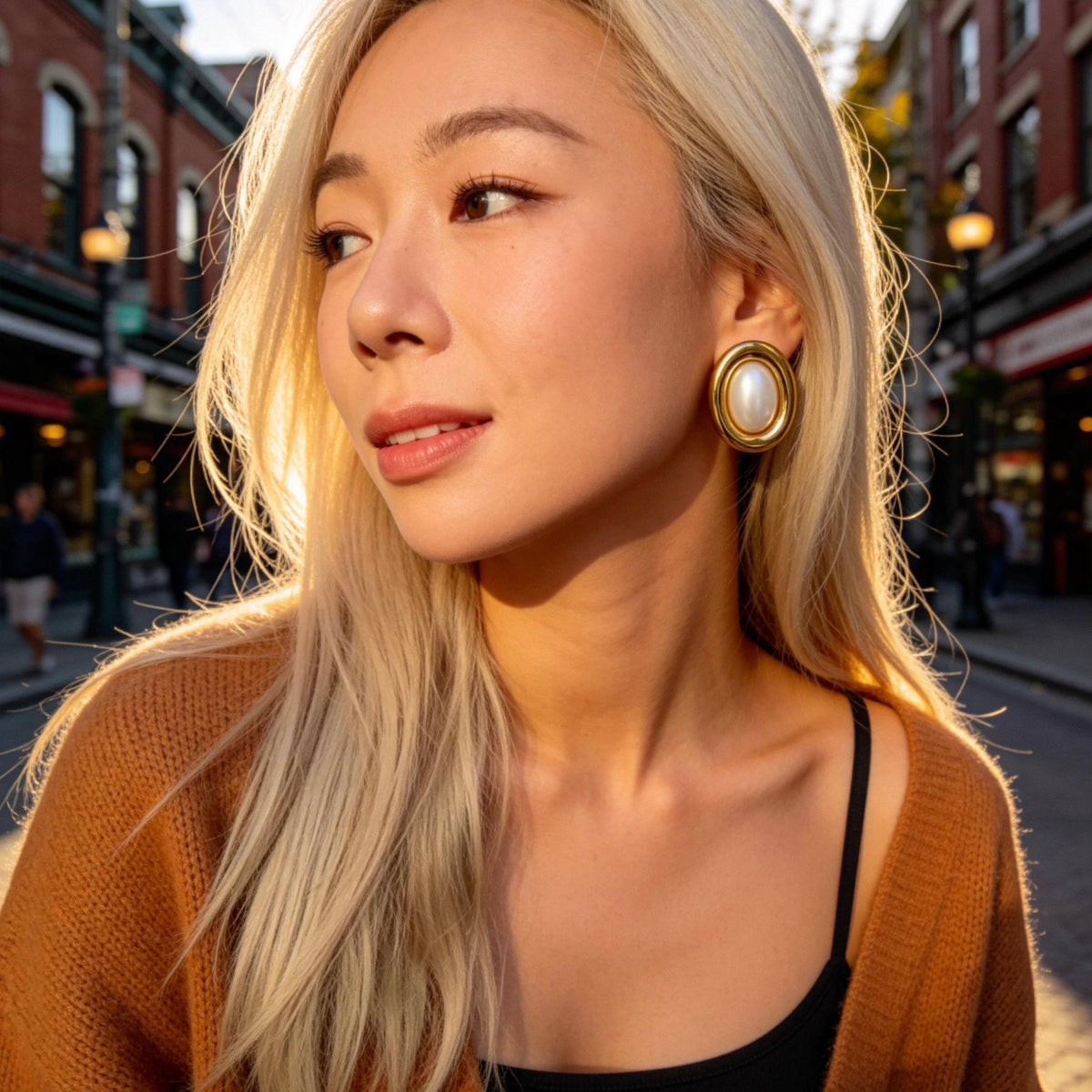 Classic Pearl Gold Stud Earrings